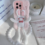 Plush Cartoon Pull-Legs iPhone Case with Lens Frame Stand