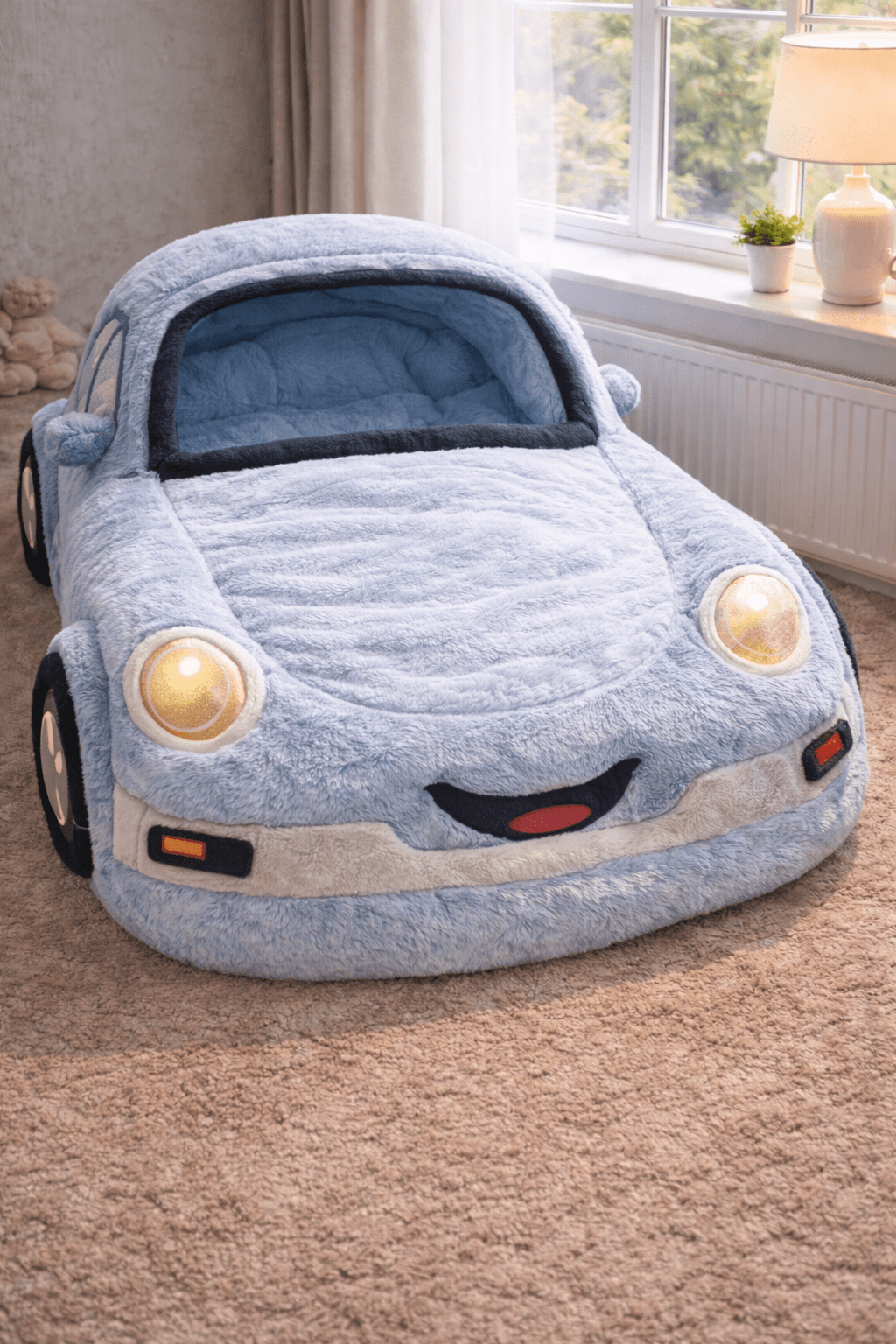 Kids Car-Shaped Sleeping Bag Bed – Soft Plush Floor Bed for Toddlers & Kids