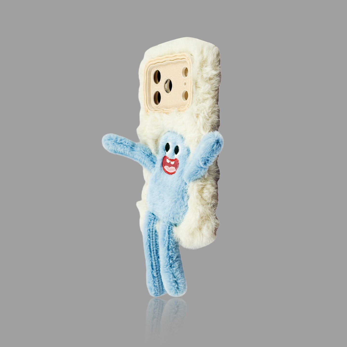 Plush Cartoon Pull-Legs iPhone Case with Lens Frame Stand